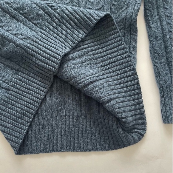 Balenciaga Vintage Women's Lambswool Blue Cable Knit Crewneck Sweater - Picture 4 of 5